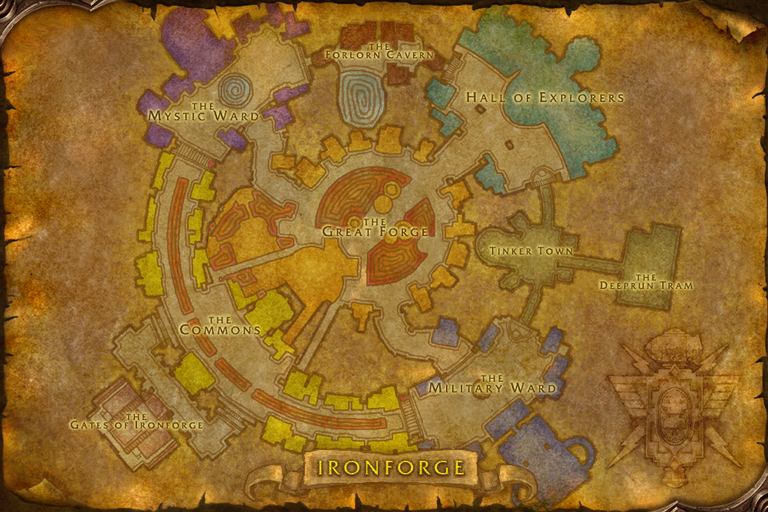 The Ironforge map from World of Warcraft: Forever
